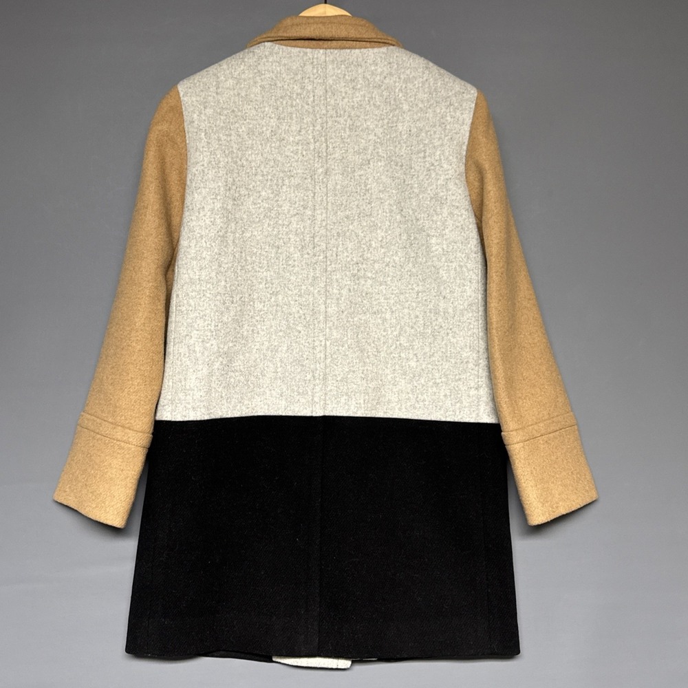 J. Crew Women's Colorblock Funnelneck Wool Blend Coat Jacket Size 0P Gray $248 - Picture 2 of 16